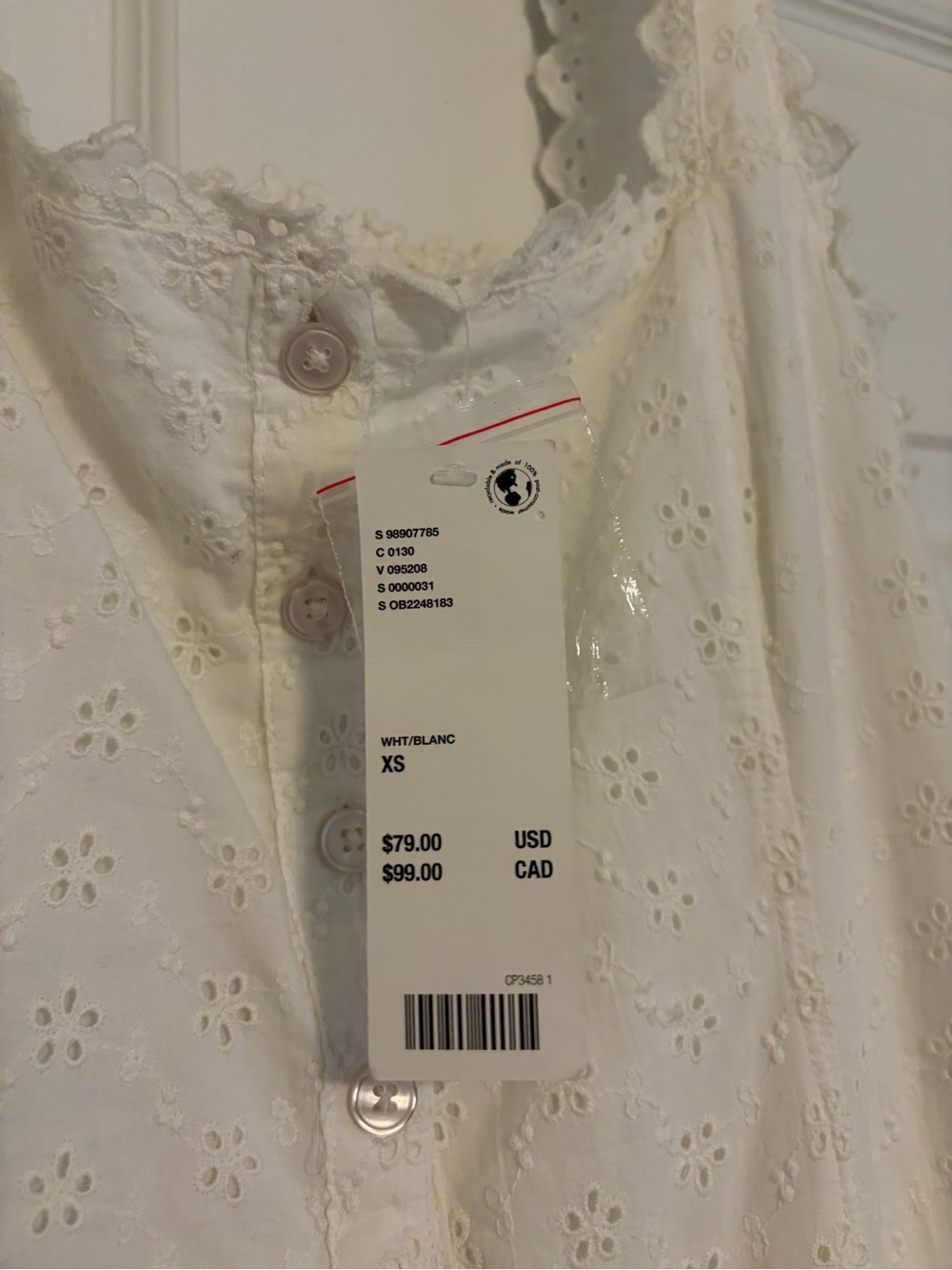 Kimchi Blue White Eyelet Lace Button-Front Midi Dress - Picture 8 of 9